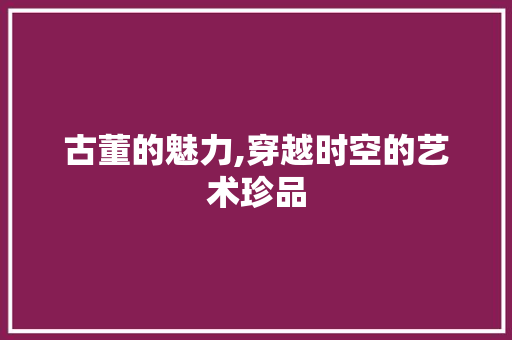 古董的魅力,穿越时空的艺术珍品