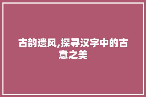 古韵遗风,探寻汉字中的古意之美 工作总结
