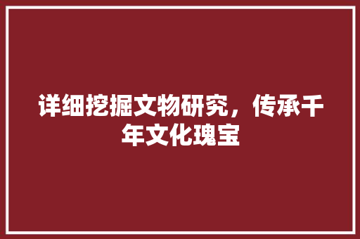 详细挖掘文物研究，传承千年文化瑰宝