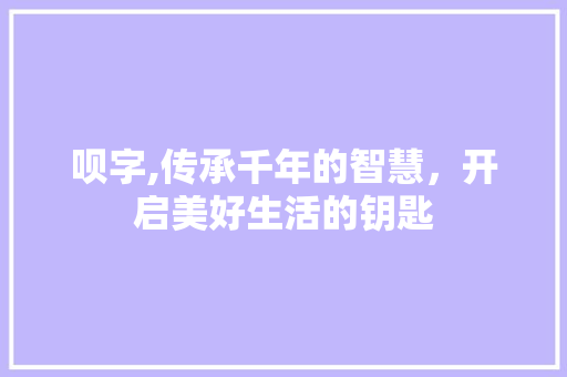 呗字,传承千年的智慧，开启美好生活的钥匙