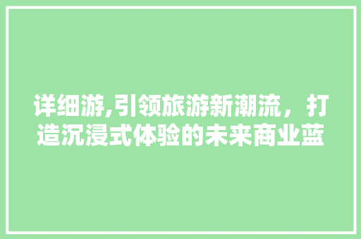 详细游,引领旅游新潮流，打造沉浸式体验的未来商业蓝图