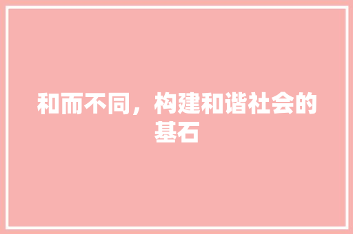 和而不同，构建和谐社会的基石 个人简历
