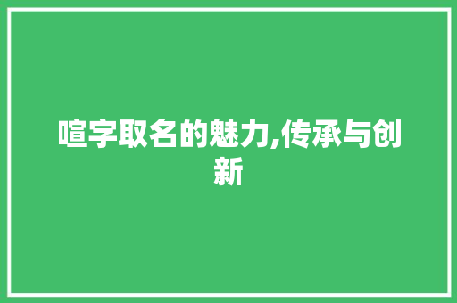 喧字取名的魅力,传承与创新