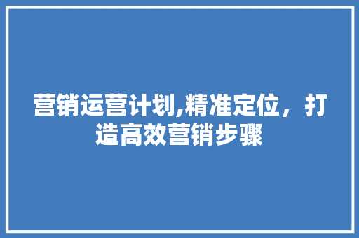 营销运营计划,精准定位，打造高效营销步骤