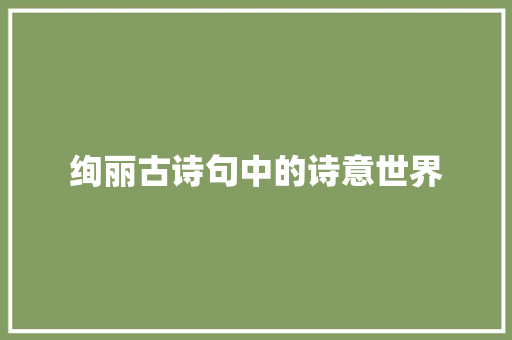 绚丽古诗句中的诗意世界