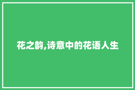 花之韵,诗意中的花语人生