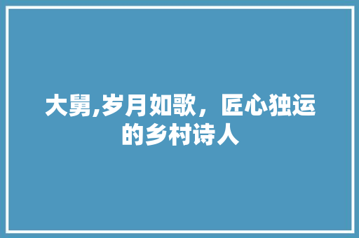 大舅,岁月如歌，匠心独运的乡村诗人