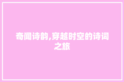 奇闻诗韵,穿越时空的诗词之旅