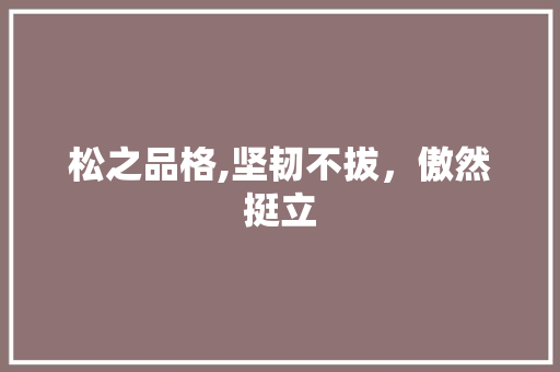 松之品格,坚韧不拔，傲然挺立
