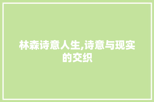 林森诗意人生,诗意与现实的交织