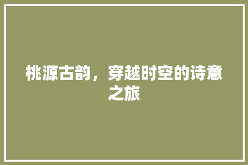 桃源古韵，穿越时空的诗意之旅
