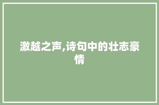激越之声,诗句中的壮志豪情