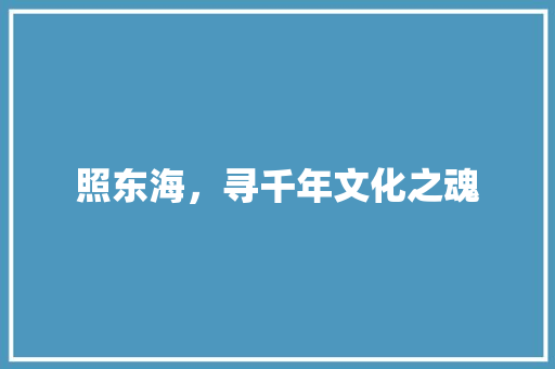 照东海，寻千年文化之魂