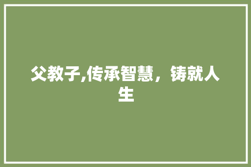 父教子,传承智慧，铸就人生