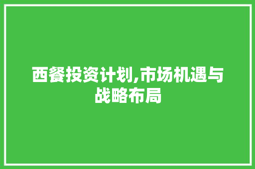 西餐投资计划,市场机遇与战略布局
