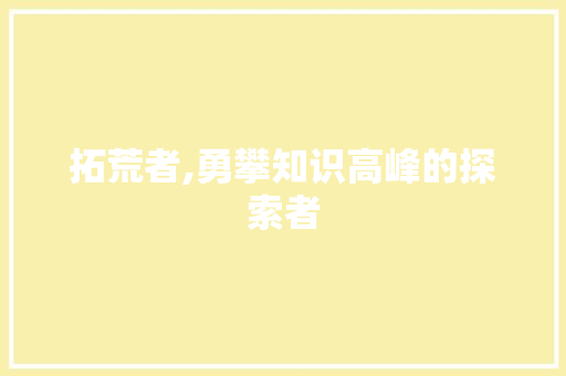 拓荒者,勇攀知识高峰的探索者