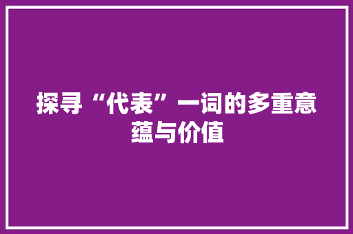 探寻“代表”一词的多重意蕴与价值