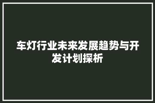 车灯行业未来发展趋势与开发计划探析 合同范本