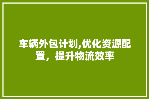 车辆外包计划,优化资源配置，提升物流效率