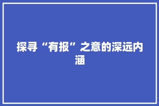 探寻“有报”之意的深远内涵