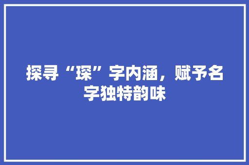 探寻“琛”字内涵，赋予名字独特韵味