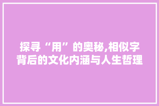 探寻“用”的奥秘,相似字背后的文化内涵与人生哲理 合同范本