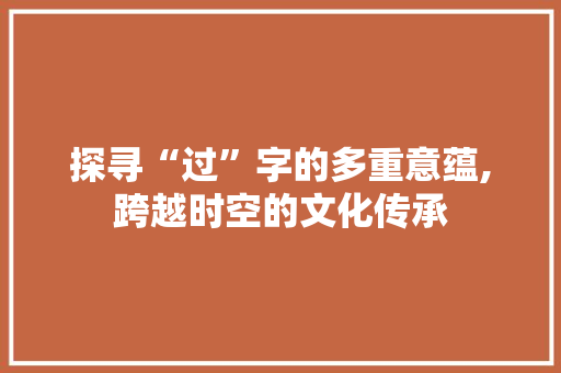 探寻“过”字的多重意蕴,跨越时空的文化传承 成语大全