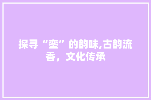探寻“銮”的韵味,古韵流香，文化传承