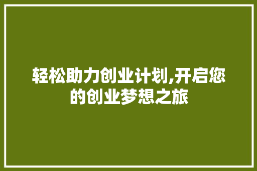 轻松助力创业计划,开启您的创业梦想之旅