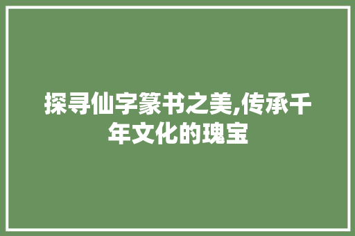 探寻仙字篆书之美,传承千年文化的瑰宝