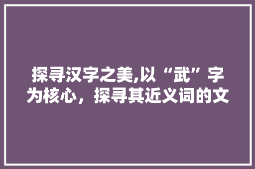 探寻汉字之美,以“武”字为核心，探寻其近义词的文化内涵