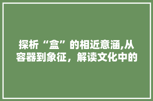 探析“盒”的相近意涵,从容器到象征，解读文化中的“盒子”现象
