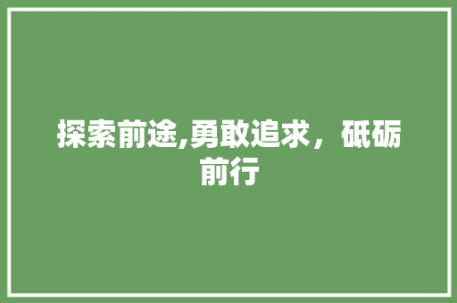 探索前途,勇敢追求，砥砺前行