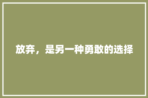放弃，是另一种勇敢的选择 演讲稿