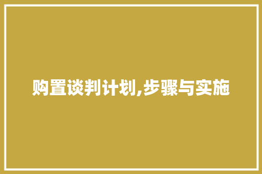购置谈判计划,步骤与实施
