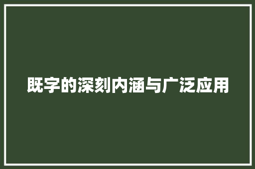 既字的深刻内涵与广泛应用
