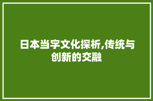 日本当字文化探析,传统与创新的交融