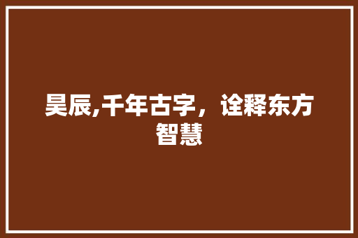 昊辰,千年古字，诠释东方智慧