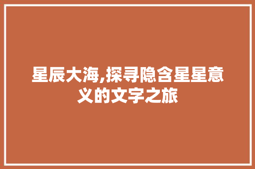 星辰大海,探寻隐含星星意义的文字之旅