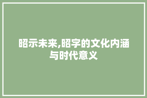 昭示未来,昭字的文化内涵与时代意义