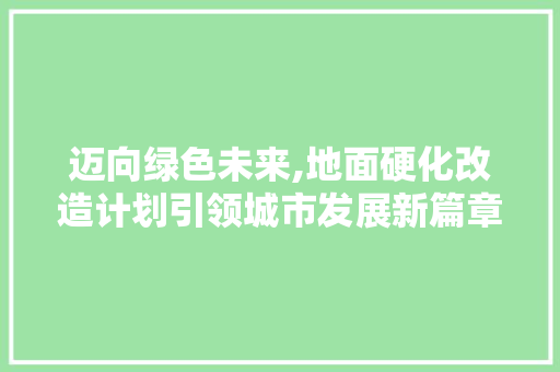 迈向绿色未来,地面硬化改造计划引领城市发展新篇章