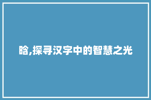 晗,探寻汉字中的智慧之光