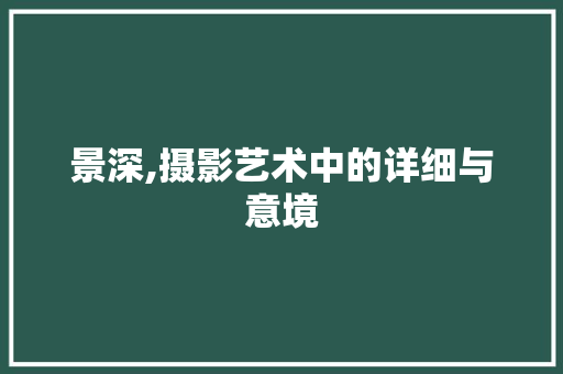 景深,摄影艺术中的详细与意境 工作总结