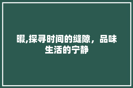 暇,探寻时间的缝隙，品味生活的宁静