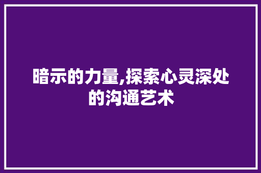 暗示的力量,探索心灵深处的沟通艺术