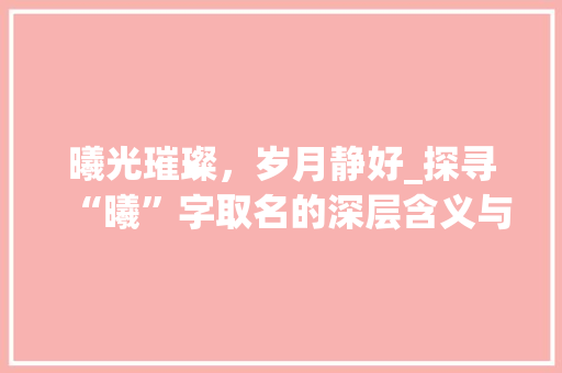 曦光璀璨，岁月静好_探寻“曦”字取名的深层含义与美好寓意 工作总结