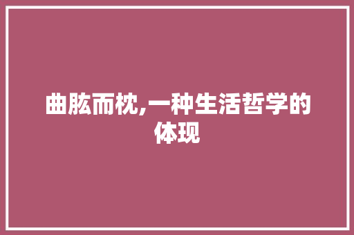 曲肱而枕,一种生活哲学的体现