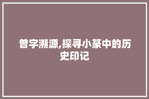 曾字溯源,探寻小篆中的历史印记