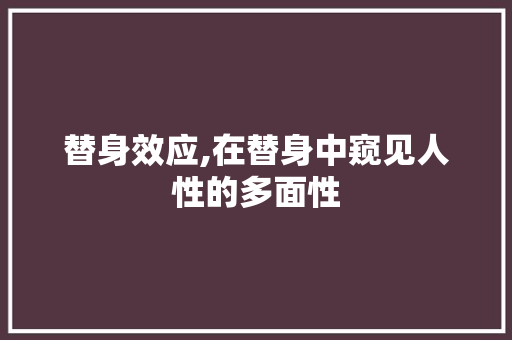 替身效应,在替身中窥见人性的多面性 工作计划