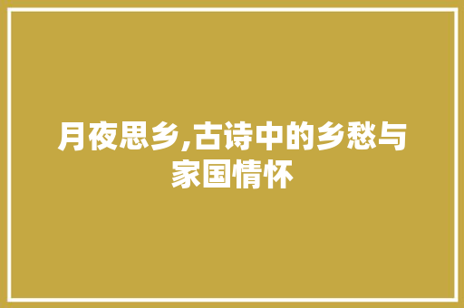 月夜思乡,古诗中的乡愁与家国情怀 工作计划